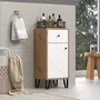 Ebuy24 - Meuble de salle de bain Touch - Armoire en panneaux de particules - Blanc mat avec décor chêne - Design contemporain