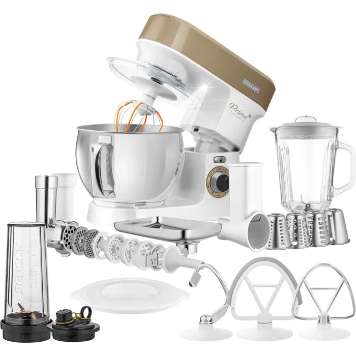 Sencor STM 3787CH - Robot pâtissier 5 L, 1200 W, 6 vitesses, bol inox, éclairage LED, avec hachoir et mixeur