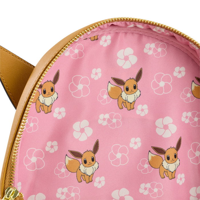 LOUNGEFLY Sac à dos Pokémon Eevee 28 cm en simili-cuir - Bandoulière ajustable, poche à fermeture éclair, détails brodés
