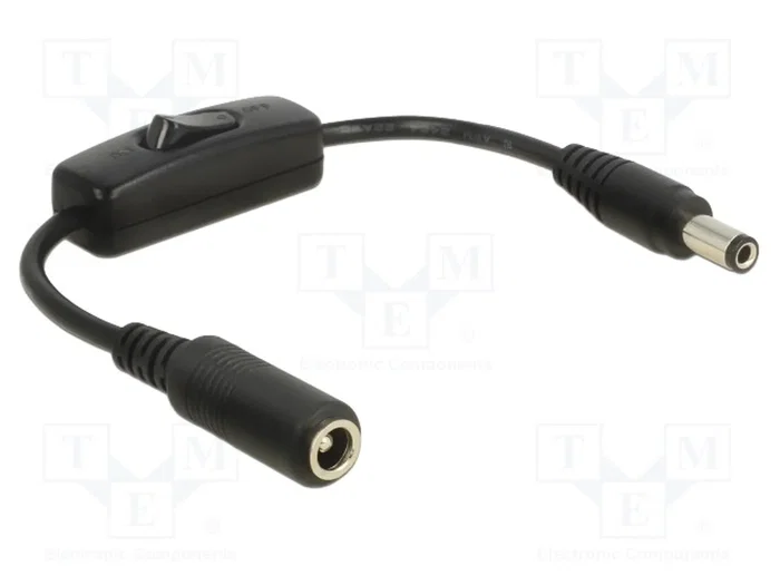 DELOCK Câble d'alimentation DC 5,5/2,5 mm avec commutateur, 0,2m DELOCK Câble d'alimentation DC 5,5/2,5 mm avec commutateur, 0,2m