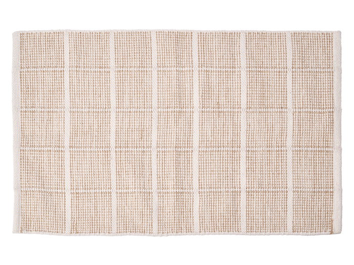 Giftdecor Tapis Artisanal 60x90 cm Motifs Carreaux Beige 65% Polyester 35% Coton 1100 g/m² (Set de 8)