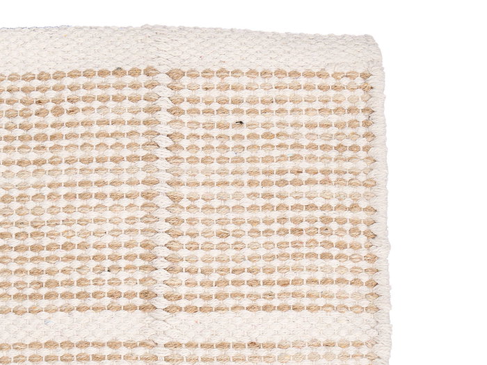 Giftdecor Tapis Artisanal 60x90 cm Motifs Carreaux Beige 65% Polyester 35% Coton 1100 g/m² (Set de 8)