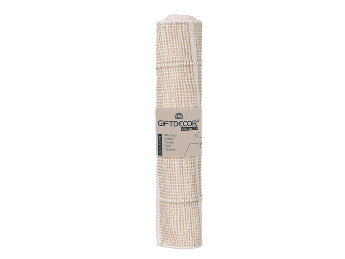 Giftdecor Tapis Artisanal 60x90 cm Motifs Carreaux Beige 65% Polyester 35% Coton 1100 g/m² (Set de 8)