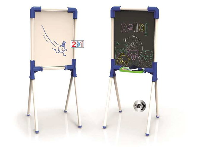Chicos Pizarra junior - Tableau réversible junior 37x32x85 cm incluant 12 pièces, pour enfants de 3 à 7 ans