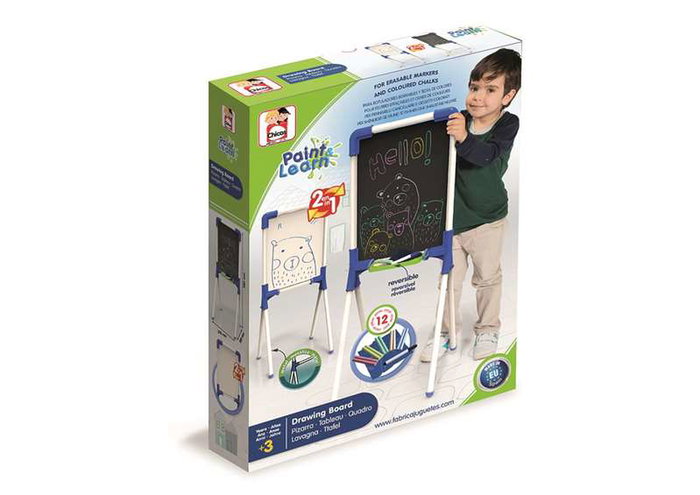 Chicos Pizarra junior - Tableau réversible junior 37x32x85 cm incluant 12 pièces, pour enfants de 3 à 7 ans