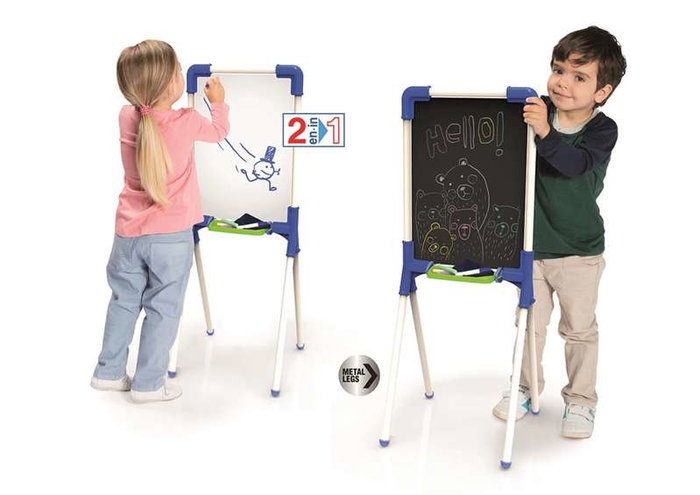 Chicos Pizarra junior - Tableau réversible junior 37x32x85 cm incluant 12 pièces, pour enfants de 3 à 7 ans