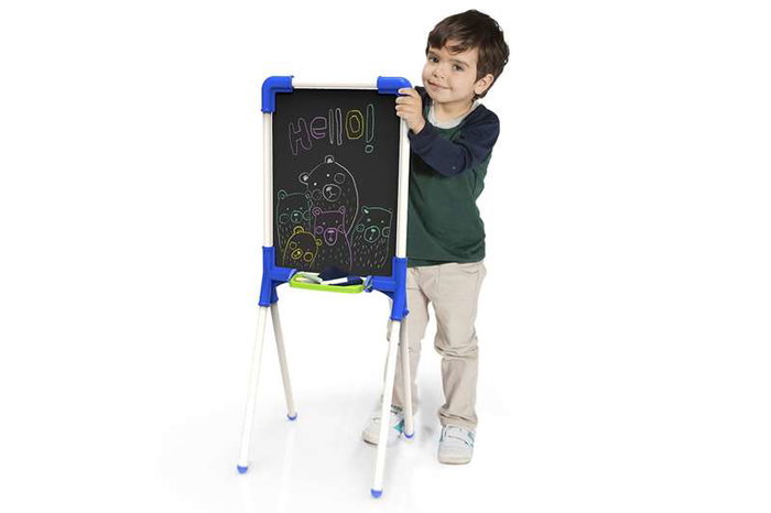 Chicos Pizarra junior - Tableau réversible junior 37x32x85 cm incluant 12 pièces, pour enfants de 3 à 7 ans