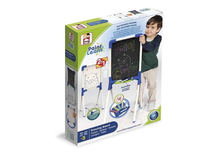 Chicos Pizarra junior - Tableau réversible junior 37x32x85 cm incluant 12 pièces, pour enfants de 3 à 7 ans