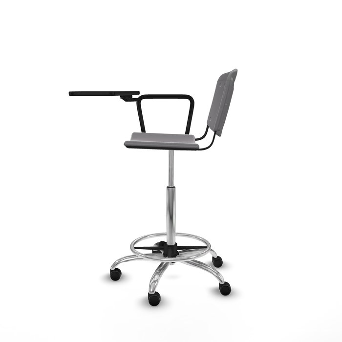 Tabouret Taburete Robledo Pivotant Chlorure de polyvinyle Gris clair Structure chromée Non applicable Sans appui-tête Roulettes pour moquette