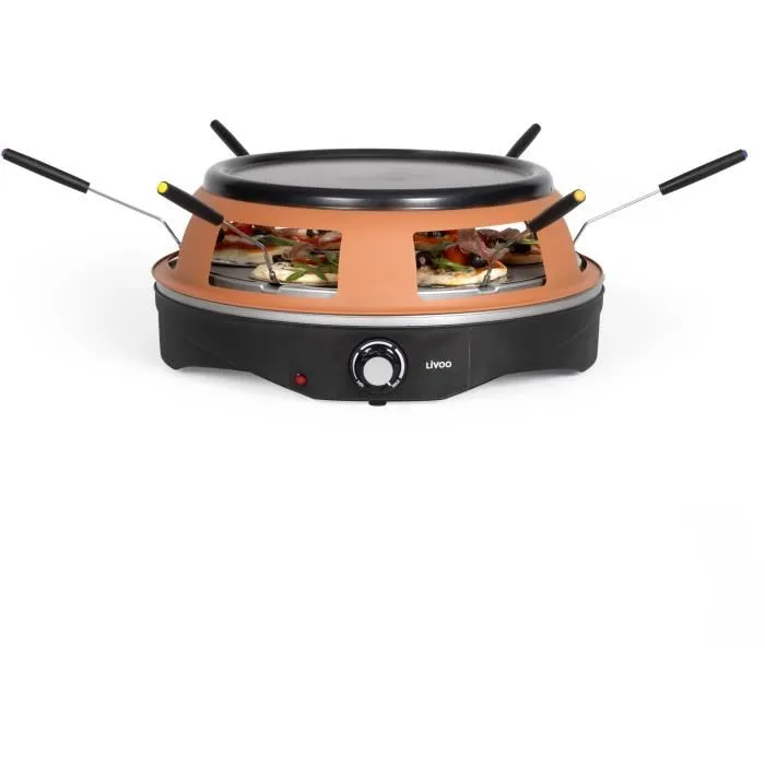 Livoo DOC304 Four à Pizza 1200W, Plateau 6 Mini Pizzas Ø10 cm Antiadhérent avec 6 Pelles et Emporte-Pièce Inclus