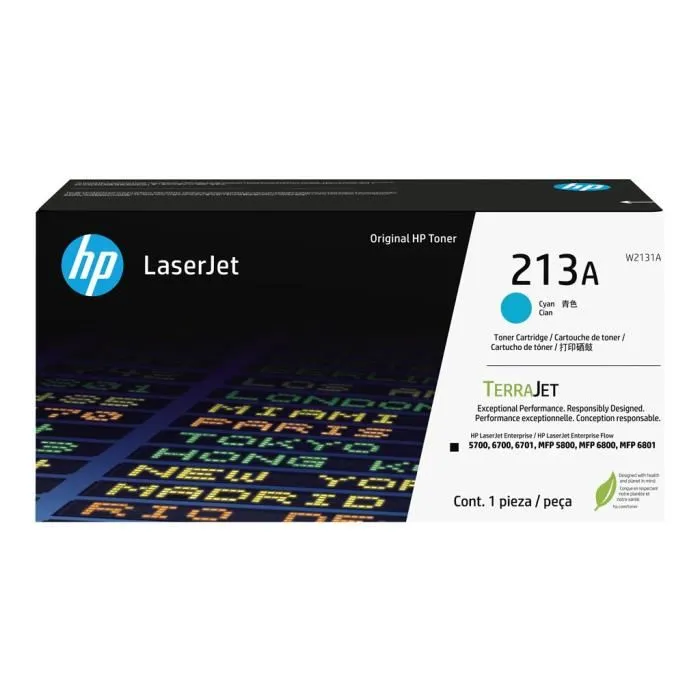 HP Cartouche d'encre toner 213A / W2131A Cyan pour imprimante HP LaserJet Pro MFP M428-M429