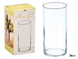 GIFTDECOR Vase Cylindre en Verre Transparent 12cm x 26cm