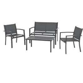 Sabaideco Salon de jardin CEBU - Structure Acier - 4 personnes - Gris