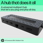 HP Hub Multiport USB-C Universel - Concentrateur 7 ports avec HDMI, DisplayPort, Passthrough pour 2 écrans 4K - Compatible PC USB-C