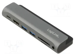 LOGILINK Hub USB gris avec HDMI 2.0, USB 3.2 Gen 1 et aluminium