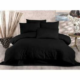 BigBuy Home Parure de housse de couette Noir, King Size, 3 pièces