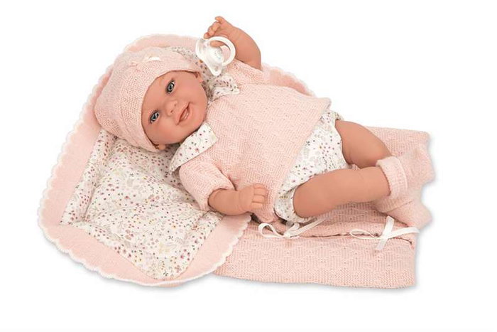 Muñecas Arias Muñeca Elegance Babyto - Poupée de poids en rose avec couverture, peluche anti-stress 35 cm