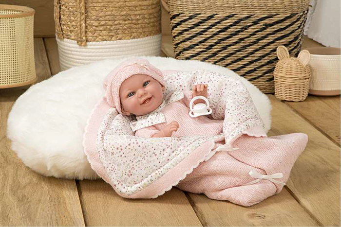 Muñecas Arias Muñeca Elegance Babyto - Poupée de poids en rose avec couverture, peluche anti-stress 35 cm
