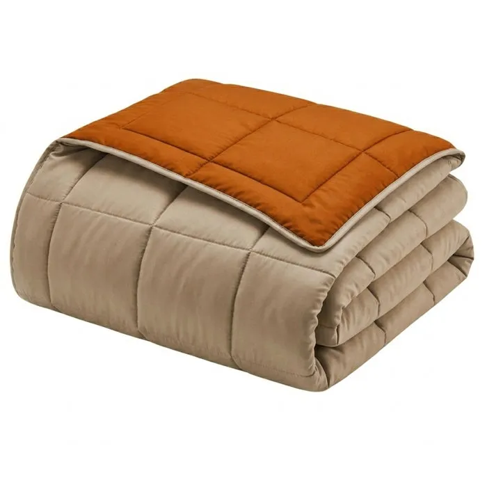 Toison D'Or HUDSON - Couette Légère Microfibre - Ocre & Galet - 220 x 240