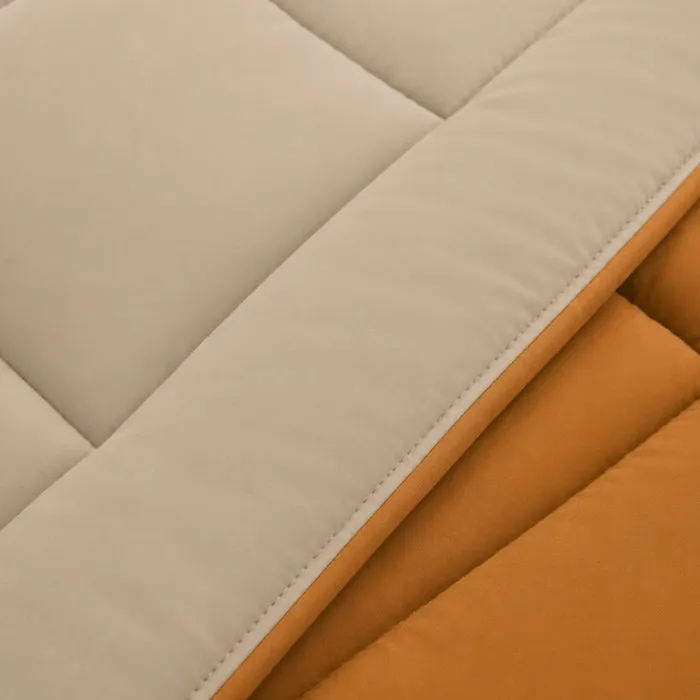 Toison D'Or HUDSON - Couette Légère Microfibre - Ocre & Galet - 220 x 240