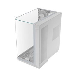 Mars Gaming MCINFINITO Boîtier PC Semi-Tour ATX Gaming Blanc avec Panneau Courbe en Verre Trempé, 2 Ventilateurs RGB, USB 3.2 Type C, Support Radiateur 360mm