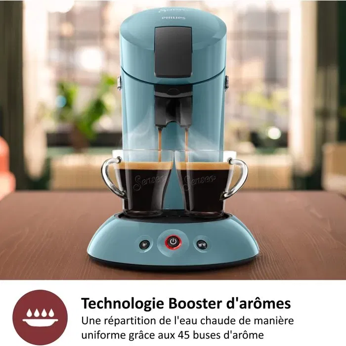 Philips HD6553/21 Senseo Original Cafetière à Dosette Bleu Gris - Technologie Booster d'Aromes et Crema Plus - Café Long ou Intense