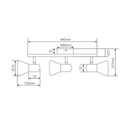 GSC Evolution Spot de plafond triple linéaire Série Guimara E14 Nickel