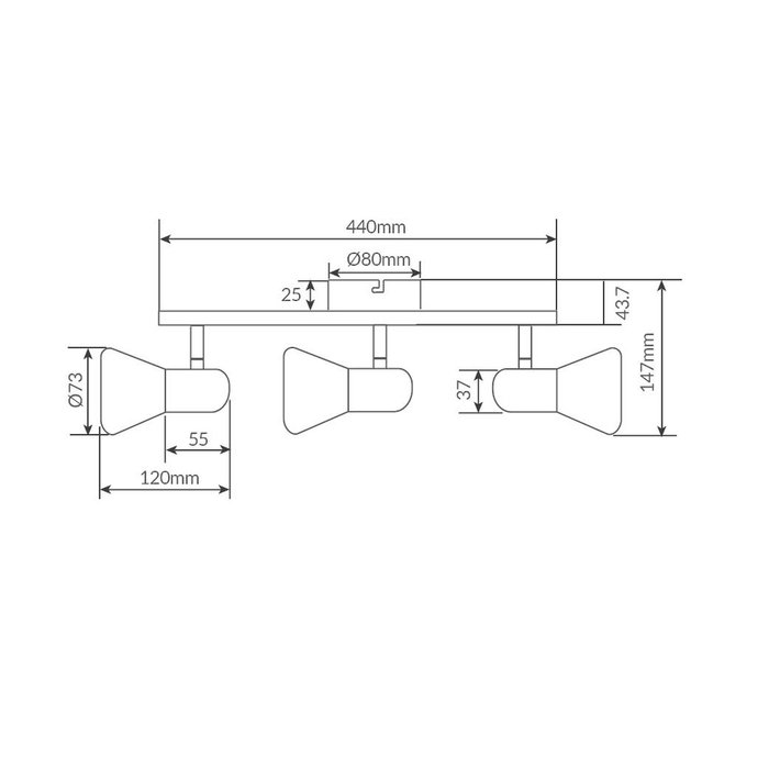 GSC Evolution Spot de plafond triple linéaire Série Guimara E14 Nickel GSC Evolution Spot de plafond triple linéaire Série Guimara E14 Nickel