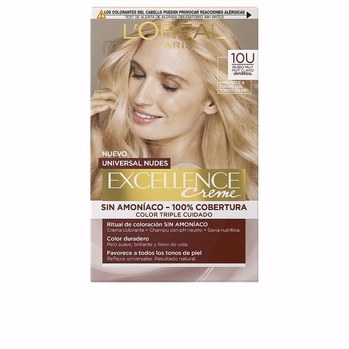 L'Oréal Paris Teinture EXCELLENCE NUDES #10u-blond le plus clair 5 u Crème Nude Résistant Soin Nourrissant L'Oréal Paris Teinture EXCELLENCE NUDES #10u-blond le plus clair 5 u Crème Nude Résistant Soin Nourrissant