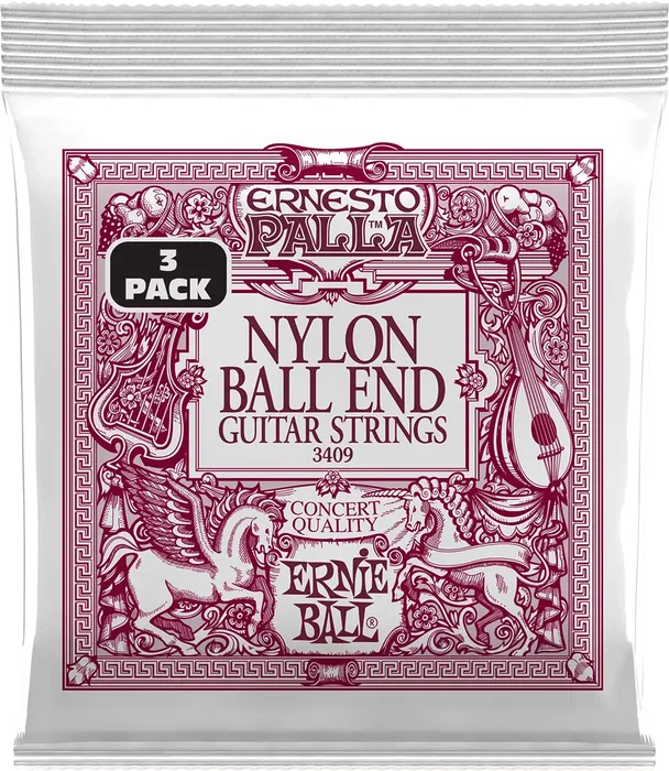 ERNIEBALL Jeu de cordes Ernesto Palla Classique Black & Gold Ball End Tripack (3) Calibres 028-042, Tension moyenne