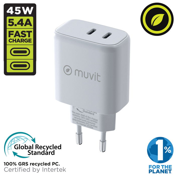 Chargeur mural Muvit for Change HC-175 Blanc 20 W 45 W