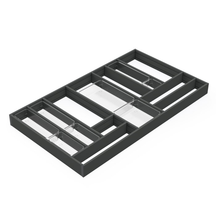 Emuca Organisateur de tiroirs Alumount 900x500, Aluminium, Gris antracite