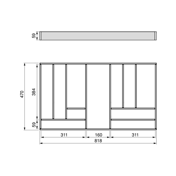 Emuca Organisateur de tiroirs Alumount 900x500, Aluminium, Gris antracite