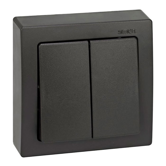 Simon Interrupteur double en surface Simon73 Loft, graphite Simon Interrupteur double en surface Simon73 Loft, graphite