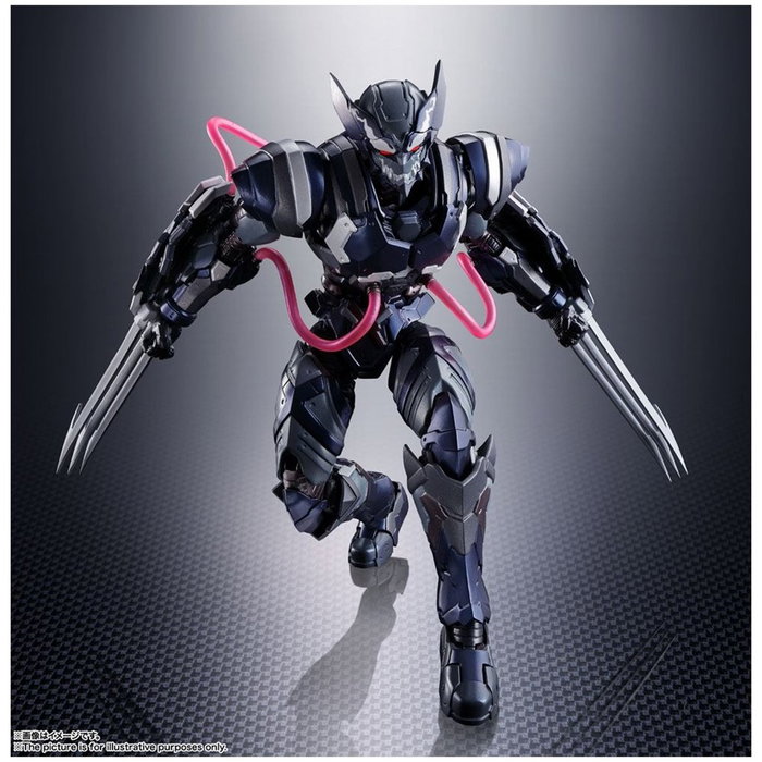 Tamashii Nations SH Figuarts Marvel Tech-On Avengers Figurine Wolverine Venom Symbiote avec Effets Métalliques et Accessoires
