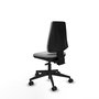 Chaise Elche Asynchrone Cuir écologique Gris clair Base pyramidale noire Sans accoudoirs Sans appui-tête Roulettes 65mm nylon