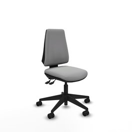 Chaise Elche Asynchrone Cuir écologique Gris clair Base pyramidale noire Sans accoudoirs Sans appui-tête Roulettes 65mm nylon