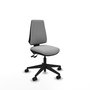 Chaise Elche Asynchrone Cuir écologique Gris clair Base pyramidale noire Sans accoudoirs Sans appui-tête Roulettes 65mm nylon