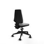 Chaise Elche Asynchrone Cuir écologique Gris clair Base pyramidale noire Sans accoudoirs Sans appui-tête Roulettes 65mm nylon