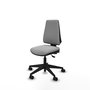 Chaise Elche Asynchrone Cuir écologique Gris clair Base pyramidale noire Sans accoudoirs Sans appui-tête Roulettes 65mm nylon