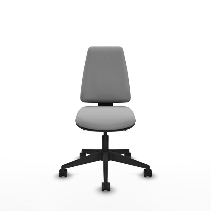 Chaise Elche Asynchrone Cuir écologique Gris clair Base pyramidale noire Sans accoudoirs Sans appui-tête Roulettes 65mm nylon