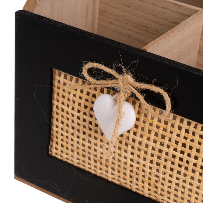 BigBuy Home Boîte Décorative HEARTS Blanc Noir Naturel BigBuy Home Boîte Décorative HEARTS Blanc Noir Naturel