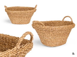 GIFTDECOR Panier ovale avec bords à anses Marron