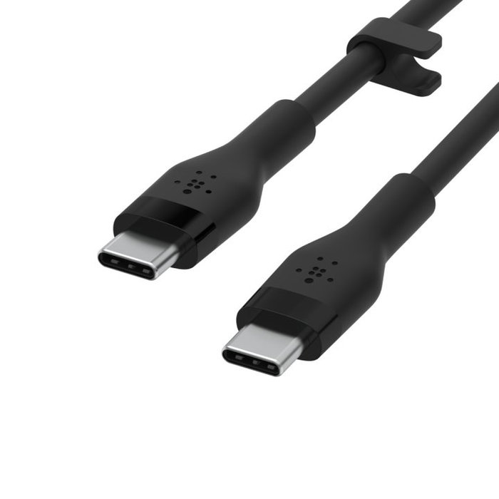 Belkin CAB009bt1MBW2PK Lot de 2 Câbles USB-C Boost Charge 1 m Silicone avec Clip Noir et Blanc