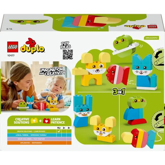 LEGO DUPLO 10477 My First Les Jolis Animaux Créatifs - Jeu de Construction 3 en 1 pour Enfants dès 18 Mois