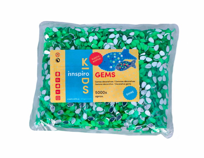 Innspiro Gemas decorativas acrílicas gota verde fluor 5x8mm, 5000u.