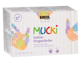 Kreul Set de 6 peintures à doigts MUCKI Softie 150 ml - Couleurs Pastel