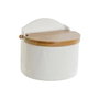 DKD Home Decor Salière avec couvercle Blanc Naturel Bambou Porcelaine
