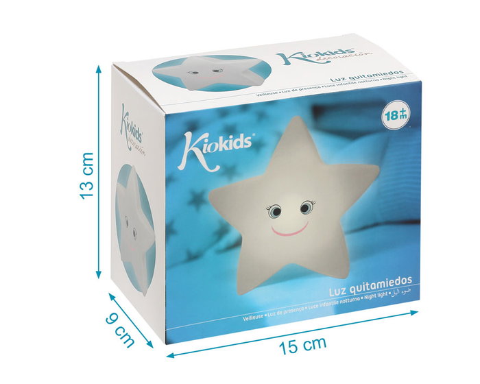 KioKids - Veilleuse décorative pour enfant forme étoile, éclairage nocturne doux contre la peur du noir, fonctionne sur piles, pour chambre d'enfant, recommandé + 18 mois KioKids - Veilleuse décorative pour enfant forme étoile, éclairage nocturne doux contre la peur du noir, fonctionne sur piles, pour chambre d'enfant, recommandé + 18 mois