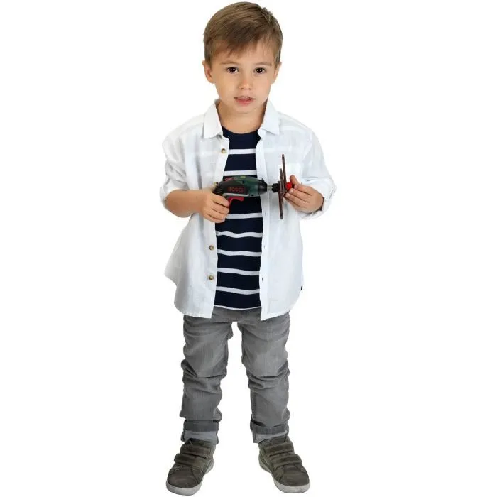 Klein - Mallette établi Bosch avec visseuse électronique Ixolino II et accessoires - 8396 - Jeu de bricolage enfant avec plan de travail et rangement